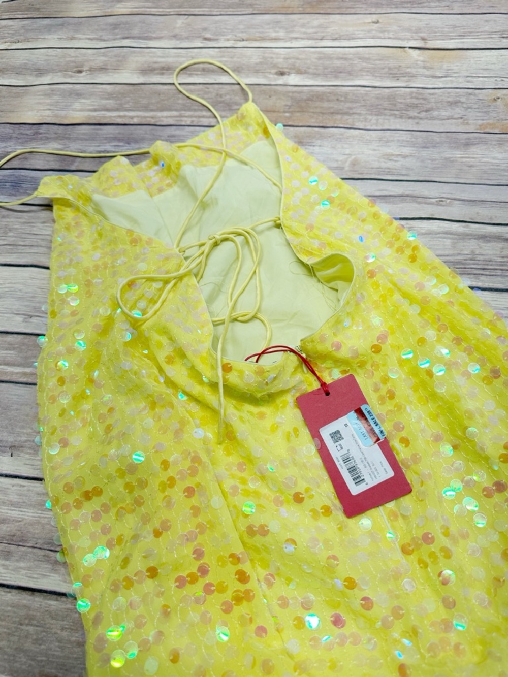 Hugo Women’s Koniya Sequin Midi Yellow Cocktail Dress Size 14 - Picture 6 of 9